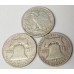 UNITED STATES OF AMERICA 1943, 1951, 1963 . 1/2 HALF  DOLLAR COINS